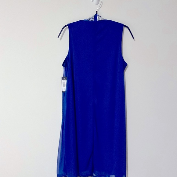 TIANA B Brilliant sapphire, lined, swing dress w/stand up collar SZ S. NWT - Picture 2 of 7